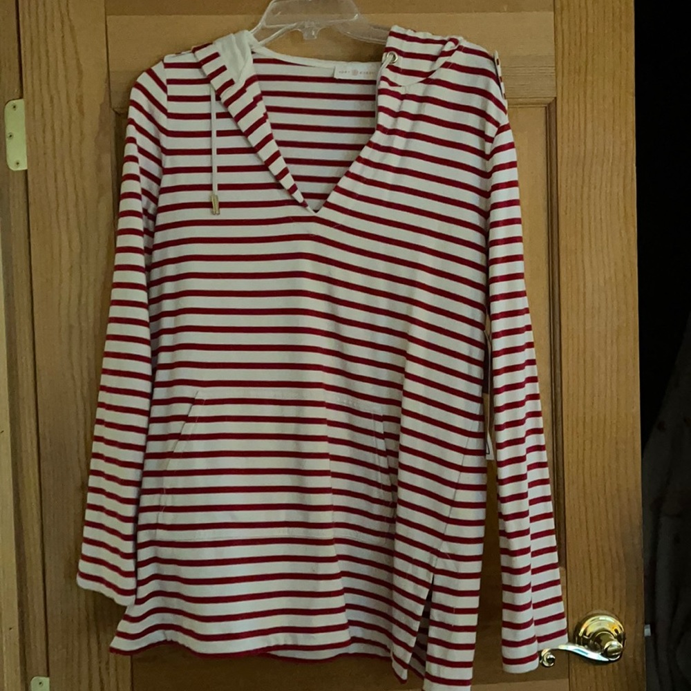 Tory Burch Large lightweight striped hoodie
